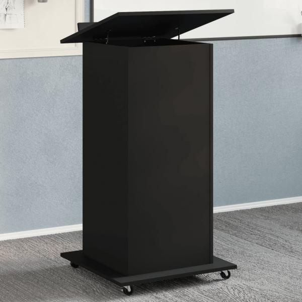 ARDEBO.de - Rednerpult mit Rollen & Schublade Schwarz 55x55x107 cm
