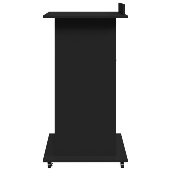 Rednerpult mit Rollen & Schublade Schwarz 55x55x107 cm