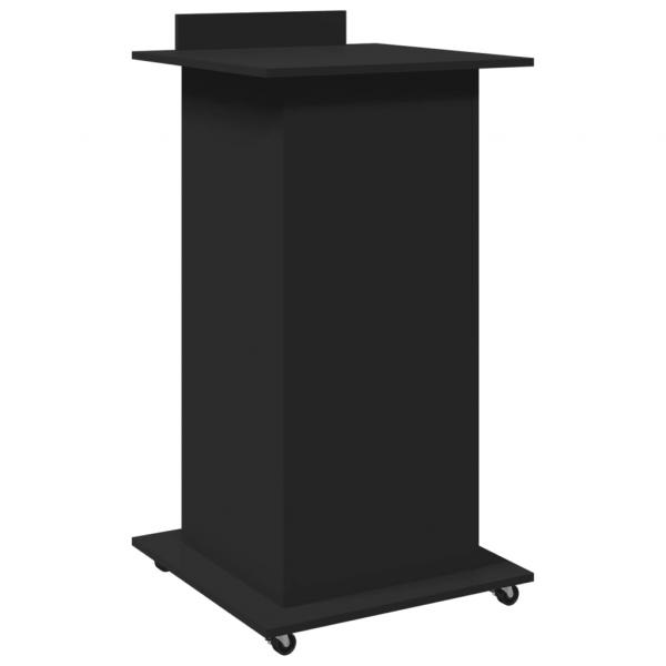 Rednerpult mit Rollen & Schublade Schwarz 55x55x107 cm