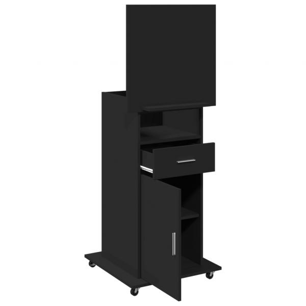 Rednerpult mit Rollen & Schublade Schwarz 55x55x107 cm