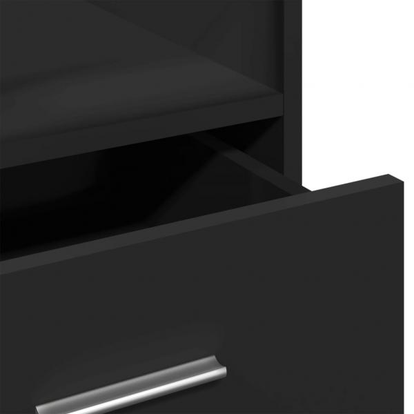 Rednerpult mit Rollen & Schublade Schwarz 55x55x107 cm