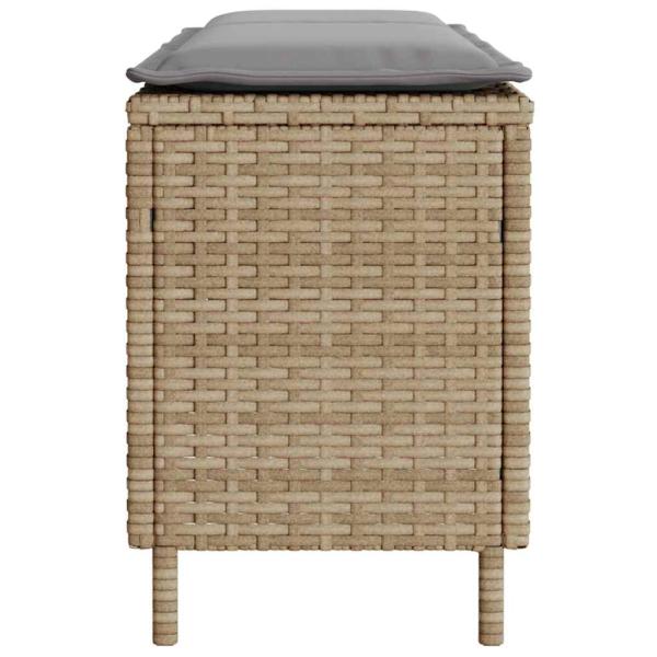 Gartenbank mit Kissen Beige 110x30x40,5 cm Poly Rattan