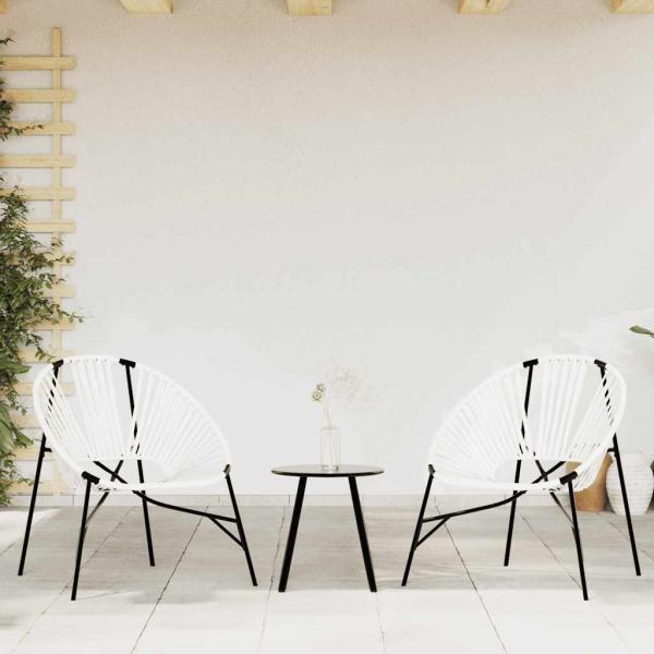 ARDEBO.de - Gartenstuhl-Set 3-tlg. Schwarz und Weiß Poly Rattan