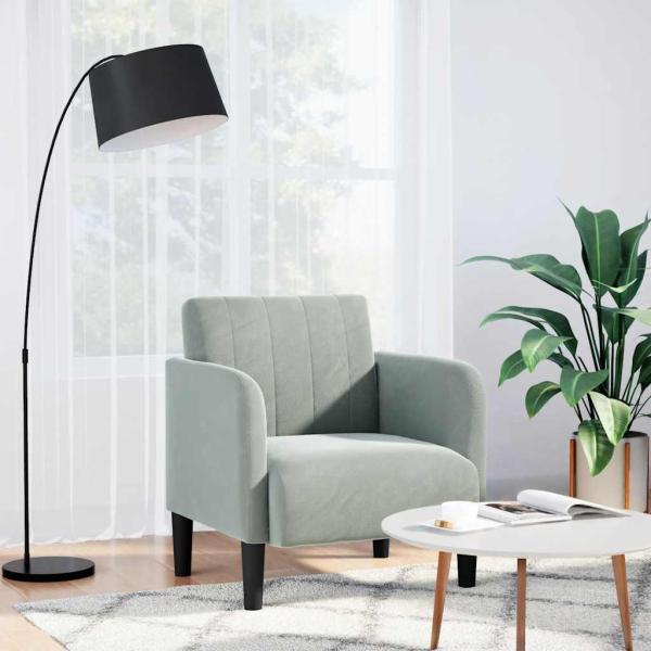 ARDEBO.de - Sessel mit Armlehnen Hellgrau 54 cm Samt