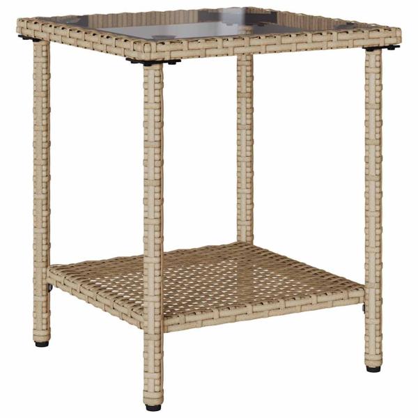 Gartensofa in L-Form mit Tisch und Kissen Beige Poly Rattan