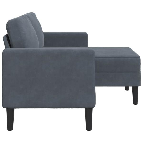 2-Sitzer-Sofa mit Chaiselongue L-Form Dunkelgrau 125 cm Samt