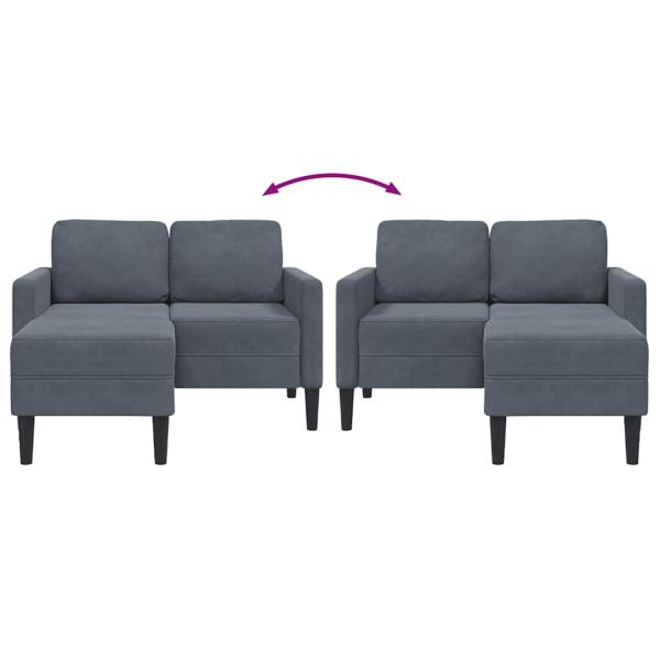 2-Sitzer-Sofa mit Chaiselongue L-Form Dunkelgrau 125 cm Samt