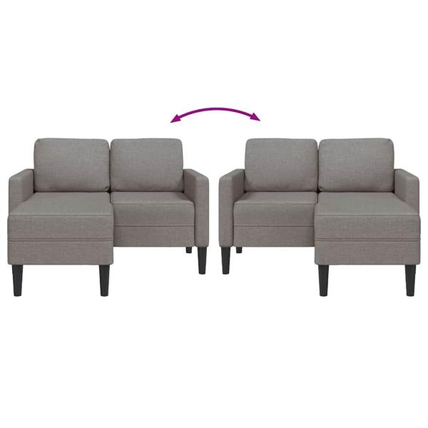 2-Sitzer-Sofa mit Chaiselongue L-Form Taupe 125 cm Stoff