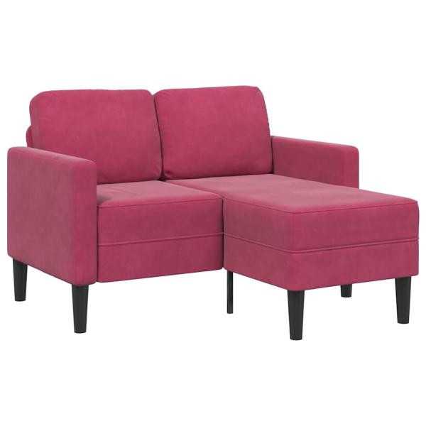 ARDEBO.de - 2-Sitzer-Sofa mit Chaiselongue L-Form Weinrot 125 cm Samt