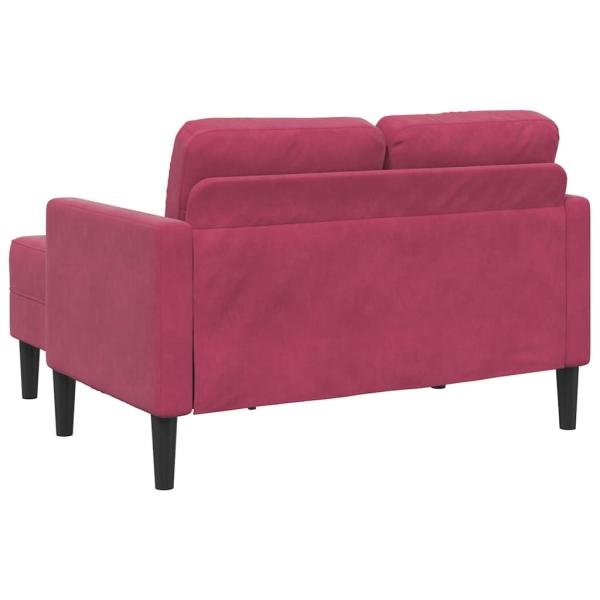 2-Sitzer-Sofa mit Chaiselongue L-Form Weinrot 125 cm Samt