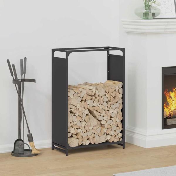 ARDEBO.de - Brennholzregal Schwarz 60x28x90 cm Kaltgewalzter Stahl