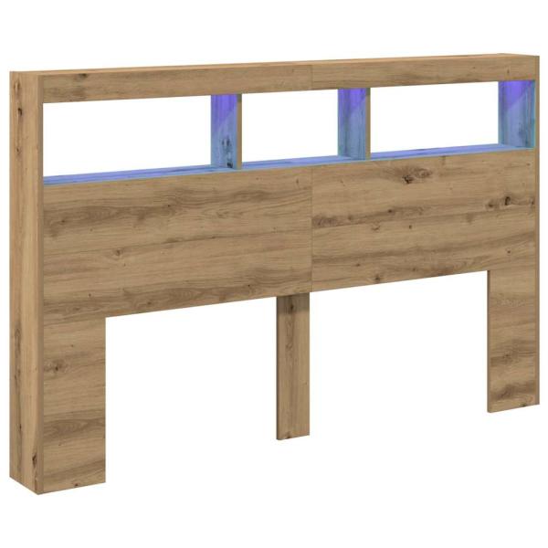 LED-Kopfteil mit Ablagen Artisan-Eiche 160x17x102 cm