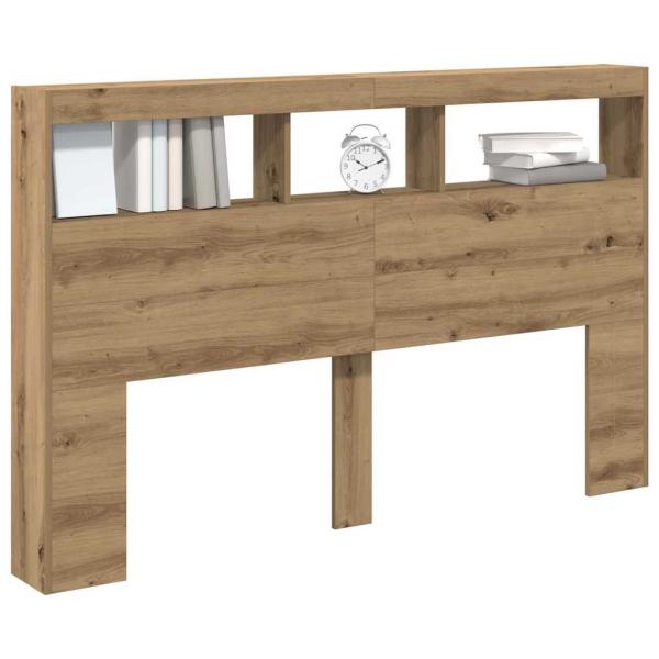 LED-Kopfteil mit Ablagen Artisan-Eiche 160x17x102 cm