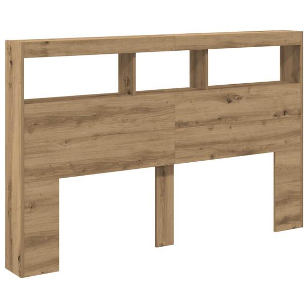 LED-Kopfteil mit Ablagen Artisan-Eiche 160x17x102 cm