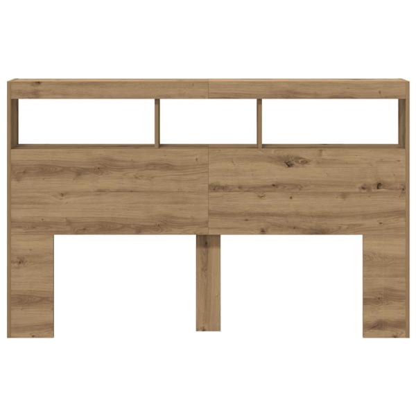 LED-Kopfteil mit Ablagen Artisan-Eiche 160x17x102 cm