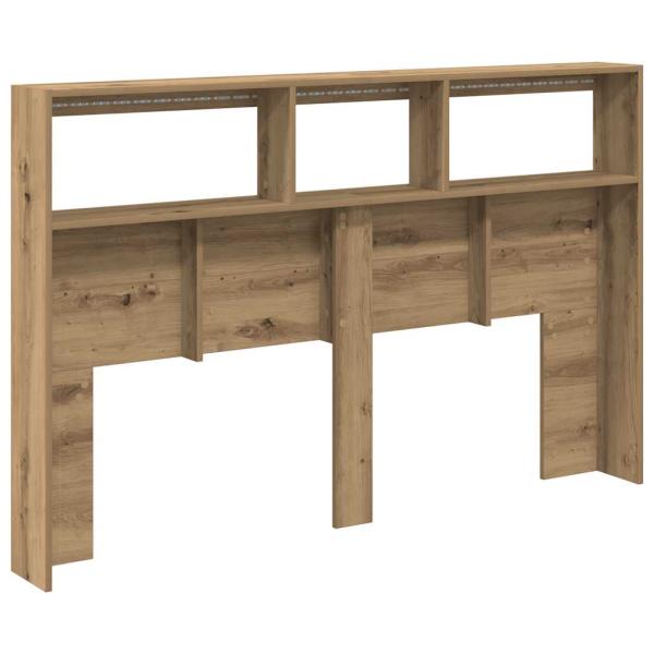 LED-Kopfteil mit Ablagen Artisan-Eiche 160x17x102 cm