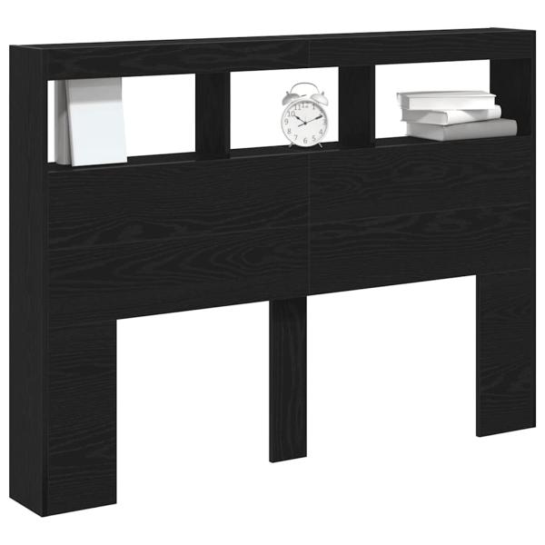 LED-Kopfteil mit Ablagen Schwarz Eichen-Optik 140x17x102 cm