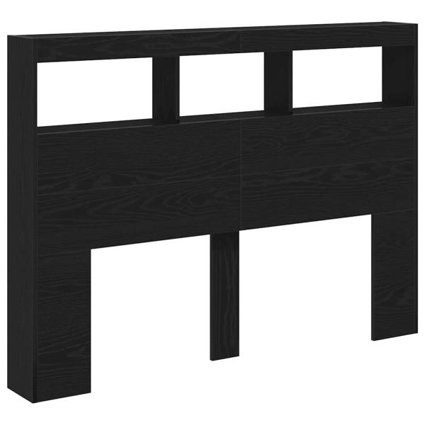 LED-Kopfteil mit Ablagen Schwarz Eichen-Optik 140x17x102 cm