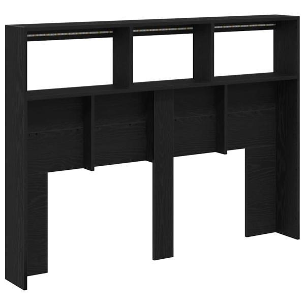 LED-Kopfteil mit Ablagen Schwarz Eichen-Optik 140x17x102 cm