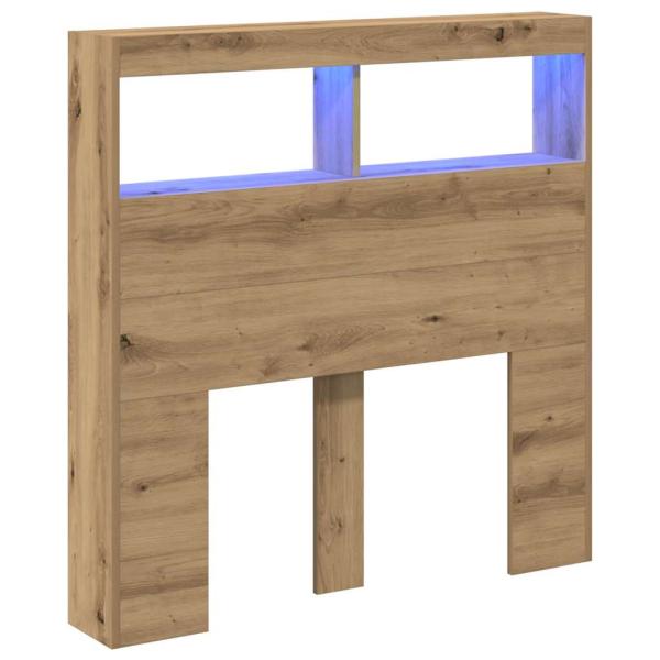 LED-Kopfteil mit Ablagen Artisan-Eiche 100x17x102 cm