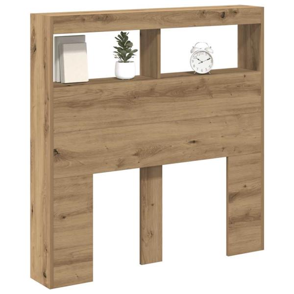 LED-Kopfteil mit Ablagen Artisan-Eiche 100x17x102 cm