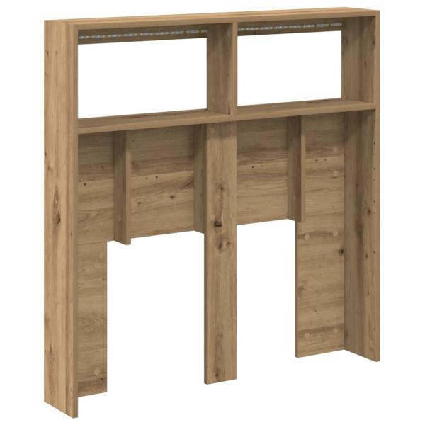 LED-Kopfteil mit Ablagen Artisan-Eiche 100x17x102 cm