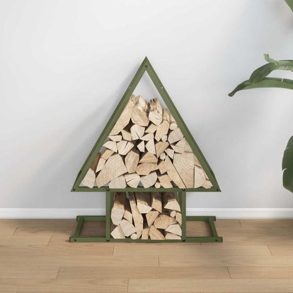 ARDEBO.de - Brennholzregal Olivgrün 50x25x60 cm Kaltgewalzter Stahl