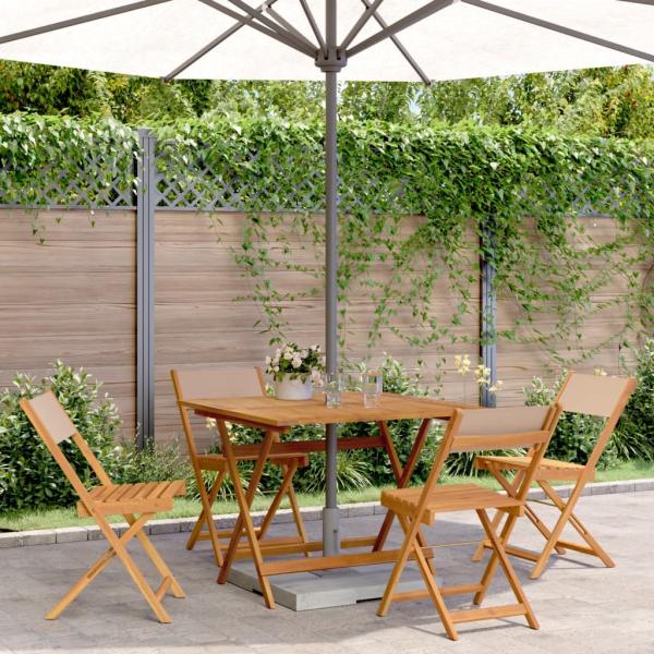 ARDEBO.de - 5-tlg. Garten-Essgruppe Stoff und Massivholz Taupe