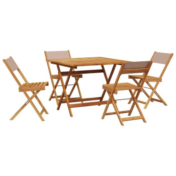5-tlg. Garten-Essgruppe Stoff und Massivholz Taupe