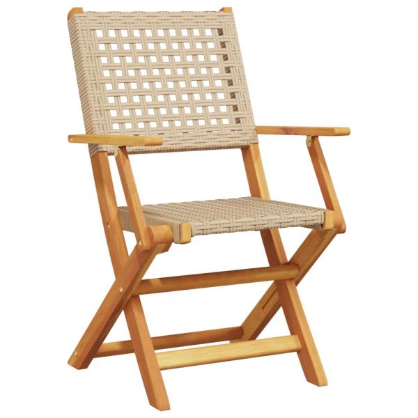 ARDEBO.de - 5-tlg. Garten-Essgruppe Beige Poly Rattan und Massivholz