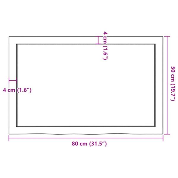 Tischplatte 80x50x(2-6) cm Massivholz Eiche Unbehandelt