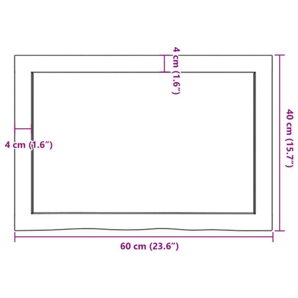 Tischplatte Hellbraun 60x40x(2-6) cm Massivholz Eiche Behandelt