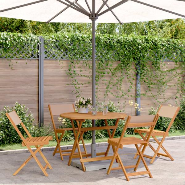 ARDEBO.de - 5-tlg. Garten-Essgruppe Stoff und Massivholz Taupe
