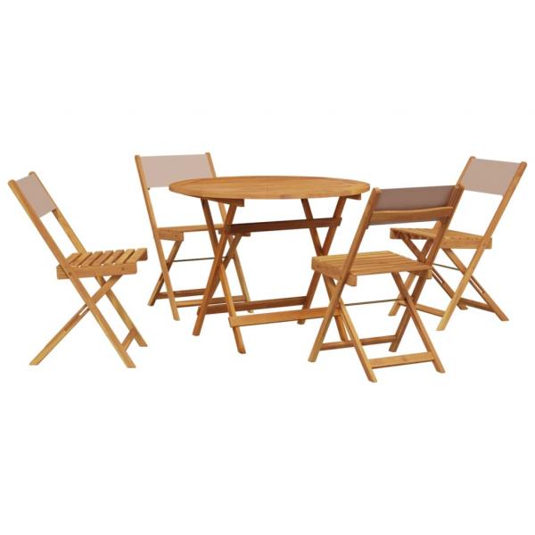5-tlg. Garten-Essgruppe Stoff und Massivholz Taupe