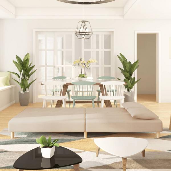 Schlafsofa 2-Sitzer mit 2 Kissen Creme Stoff