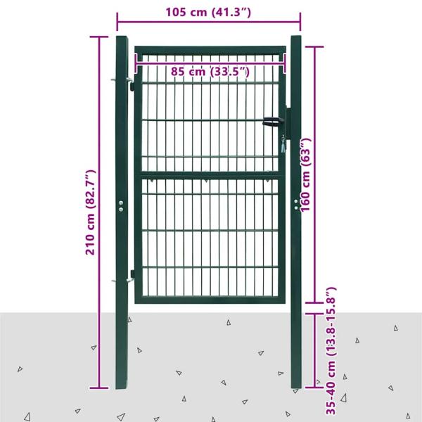 2D Zauntor (Einzeltor) Grün 106x210 cm