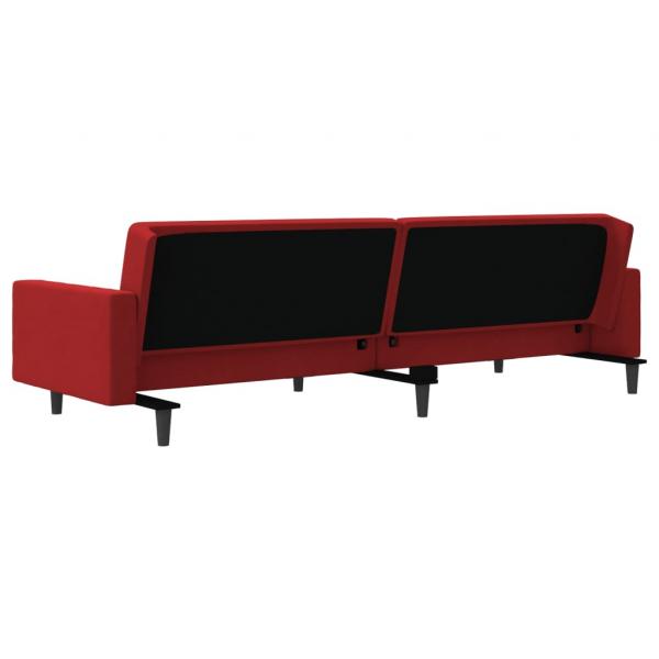 Schlafsofa 2-Sitzer mit 2 Kissen Weinrot Samt