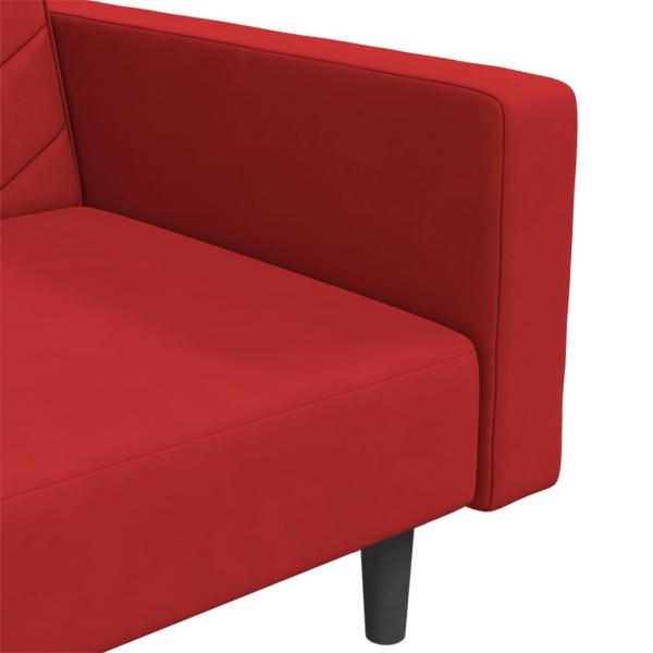 Schlafsofa 2-Sitzer mit 2 Kissen Weinrot Samt