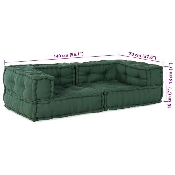 Pouf Modular Grün 140x70x36 cm Stoff