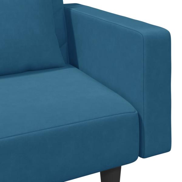 2-tlg. Sofagarnitur mit Kissen Blau Samt