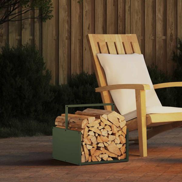 ARDEBO.de - Brennholzregal Olivgrün 40x40x40 cm Kaltgewalzter Stahl