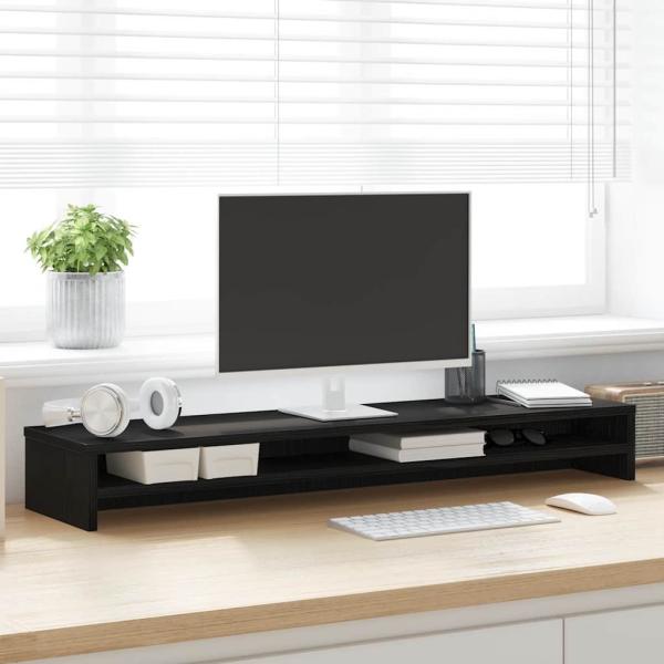 ARDEBO.de - Monitorständer Schwarz Eichen-Optik 100x24x13 cm Holzwerkstoff