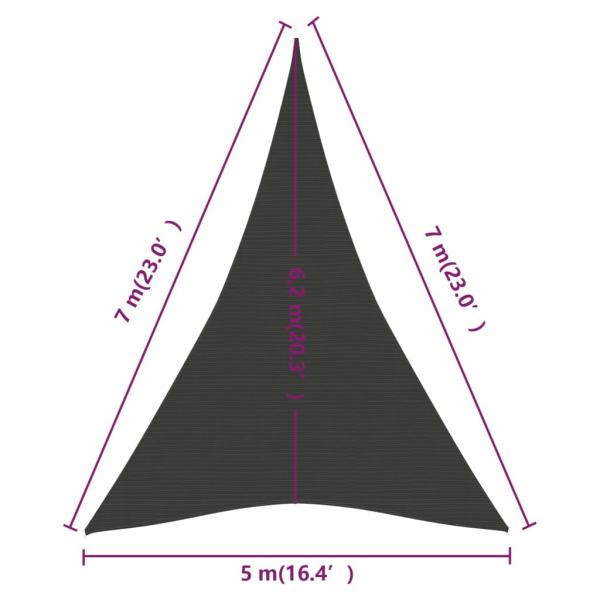 Sonnensegel 160 g/m² Anthrazit 5x7x7 m HDPE