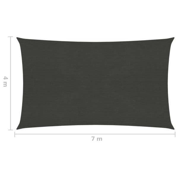 Sonnensegel 160 g/m² Anthrazit 4x7 m HDPE