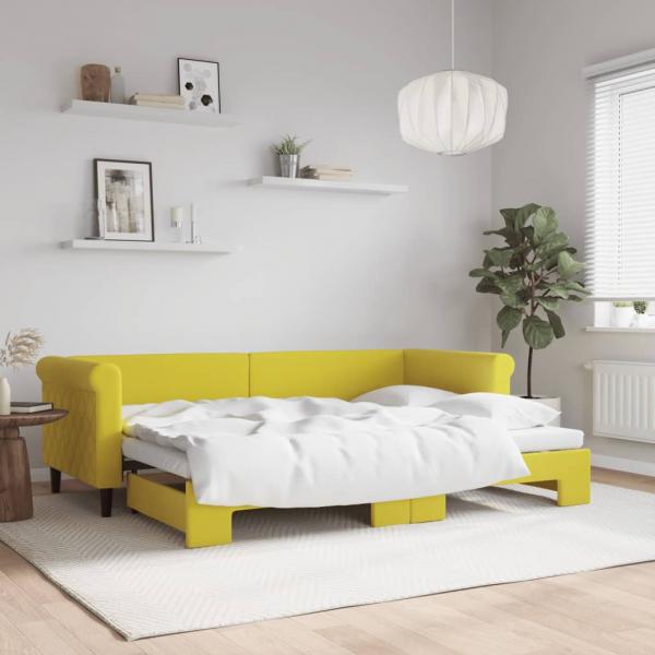 ARDEBO.de - Tagesbett Ausziehbar Gelb 80x200 cm Samt