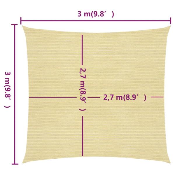 Sonnensegel 160 g/m² Beige 3x3 m HDPE
