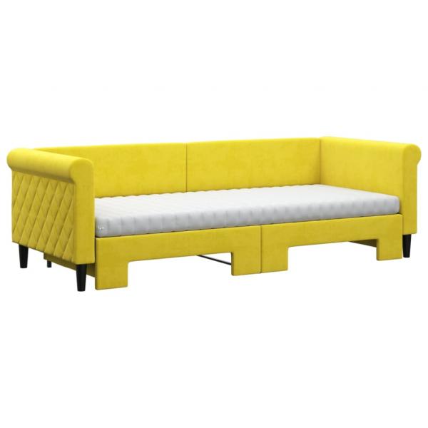 Tagesbett Ausziehbar mit Matratzen Gelb 80x200 cm Samt