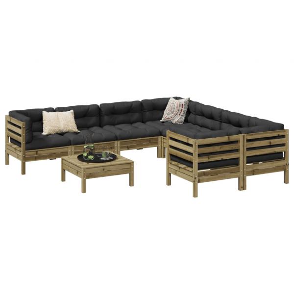 ARDEBO.de - 9-tlg. Garten-Sofagarnitur mit Kissen Kiefernholz Imprägniert