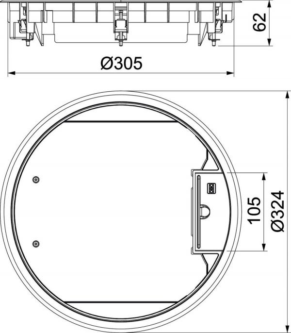 OBO Bettermann GESR9 U 7011 Geräteeinsatz für Unimontage, mit Griffbügel, rund, Ø324x61mm, Kunststoff, eisengrau (7405528)
