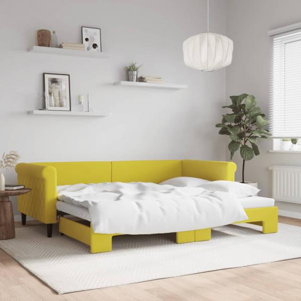 ARDEBO.de - Tagesbett Ausziehbar Gelb 90x200 cm Samt